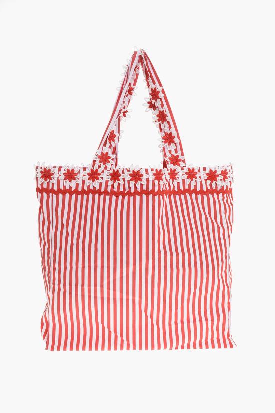  플로라 사르달로스 토트백 BIGBAGRED STRIPES RED FLOWER