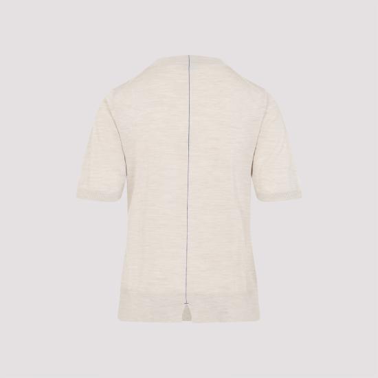 25FW 버버리 울 라운드넥 니트 반팔 티셔츠 8101955 A4186 NUTMEG - BURBERRY