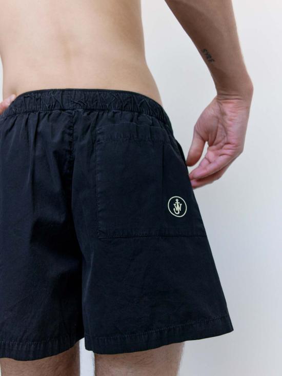  JW앤더슨 숏팬츠 JW 앤더슨 워시드 블랙 코튼 콘트라스트 자수 반바지 - JW ANDERSON