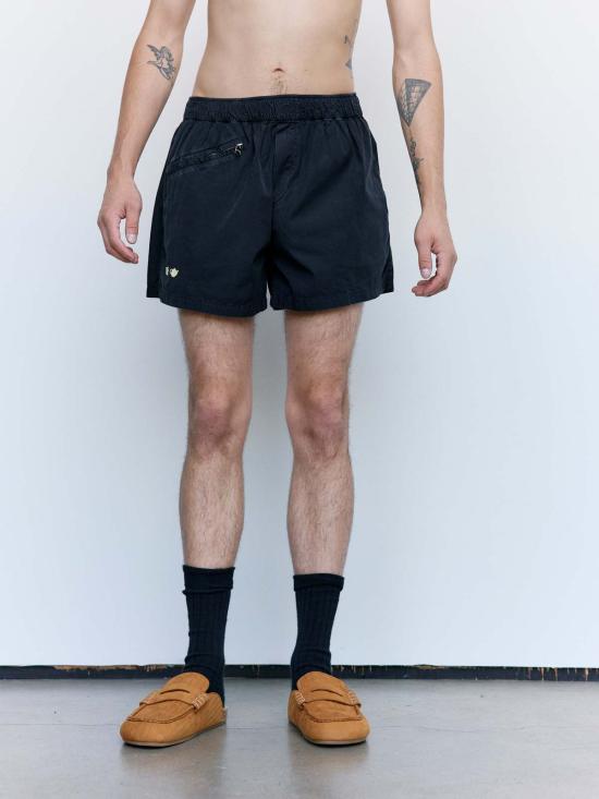  JW앤더슨 숏팬츠 JW 앤더슨 워시드 블랙 코튼 콘트라스트 자수 반바지 - JW ANDERSON