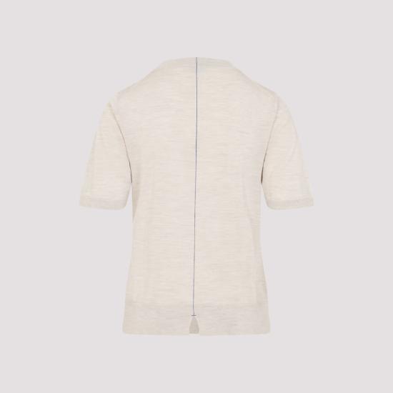 25FW 버버리 울 라운드넥 니트 반팔 티셔츠  8101955 4186 Beige - BURBERRY