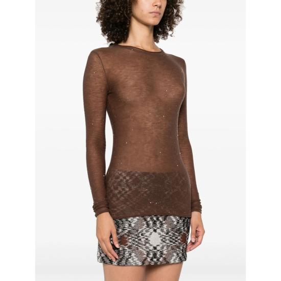 25FW 핑코 긴팔 티셔츠 105398 A2PM L73 BROWN - PINKO