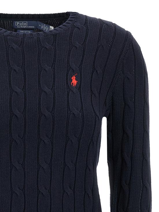 25FW 폴로 랄프로렌 폴로 자수 케이블 니트 스웨터 211971869008 Blue - POLO RALPH LAUREN