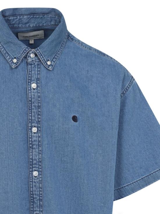  칼하트 WIP 숏슬리브 루카스 셔츠 I034575 0106 BLUE STONE WASHED DOM - CARHARTT WIP
