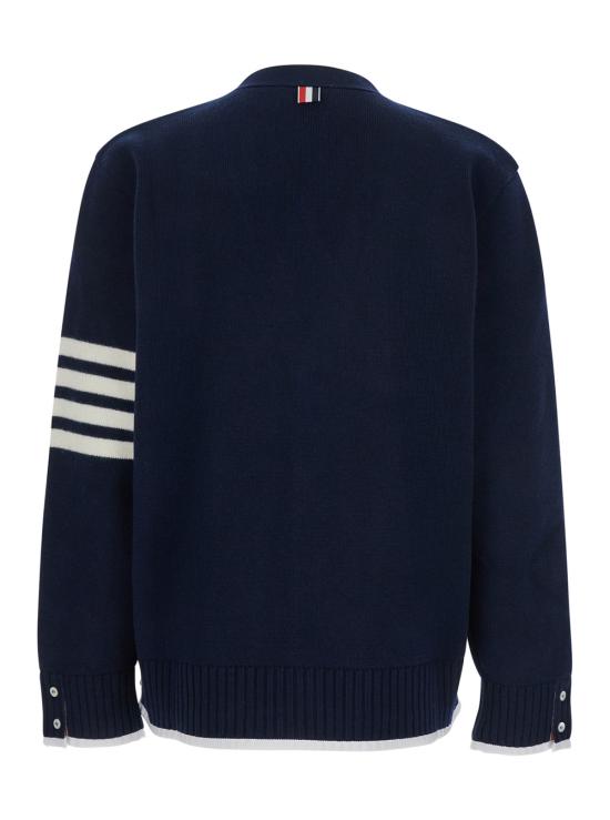 25FW 톰브라운 4바 밀라노 스티치 브이넥 메리노 울 가디건 MKC608AY1029415 Blu - THOM BROWNE