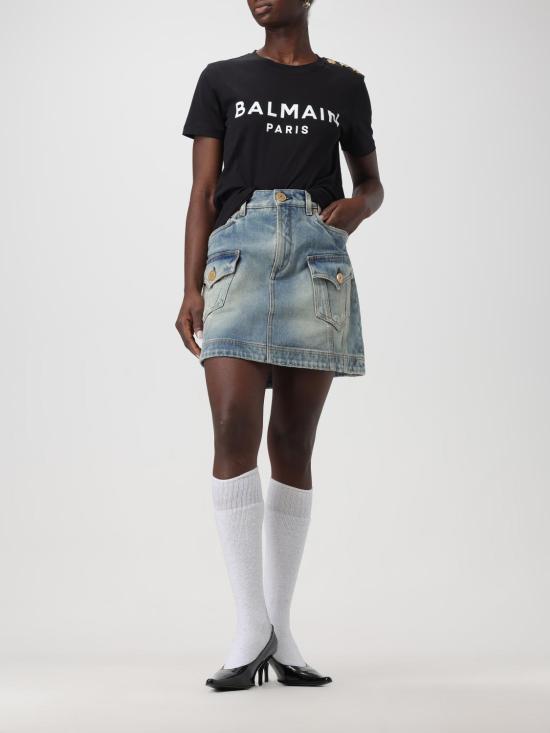 25FW 발망 반팔 티셔츠 BF1EF005BB02 EAB Black - BALMAIN