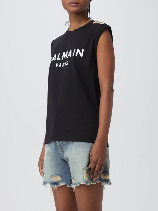 25FW 발망 민소매 티셔츠 CF1ED001BB02 EAB Black - BALMAIN