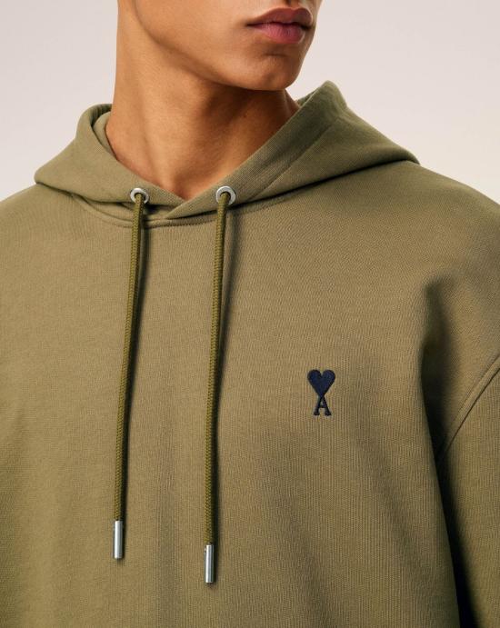 24FW 아미 스몰 하트 로고 후드 티셔츠 HSW764730 298 Brown - AMI