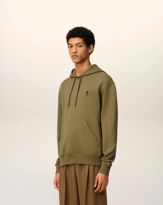 24FW 아미 스몰 하트 로고 후드 티셔츠 HSW764730 298 Brown - AMI