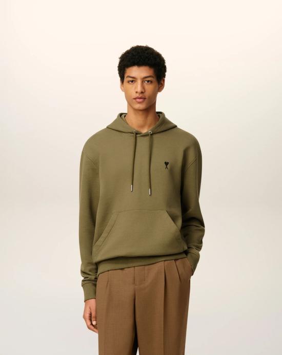 24FW 아미 스몰 하트 로고 후드 티셔츠 HSW764730 298 Brown - AMI