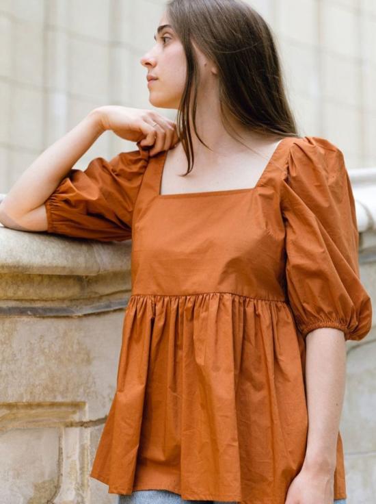  A Bronze Age 블라우스 청동기 시대 퍼프 슬리브 탑 - OTHER BRANDS