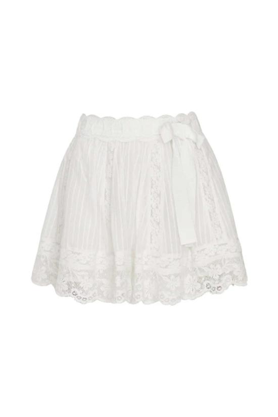  러브쉐이크팬시 숏 스커트 러브 쉑 팬시 마테라 코튼 스트라이프 미니 스커트 트루 화이트 - LOVESHACKFANCY