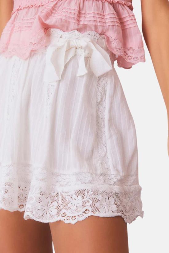  러브쉐이크팬시 숏 스커트 러브 쉑 팬시 마테라 코튼 스트라이프 미니 스커트 트루 화이트 - LOVESHACKFANCY