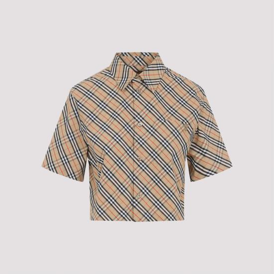 25FW 버버리 크롭 셔츠 8106190 B9368 SAND IP CHECK NUDE NEUTRALS - BURBERRY