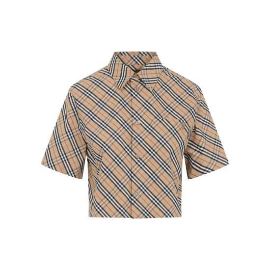 25FW 버버리 크롭 셔츠 8106190 B9368 SAND IP CHECK NUDE NEUTRALS