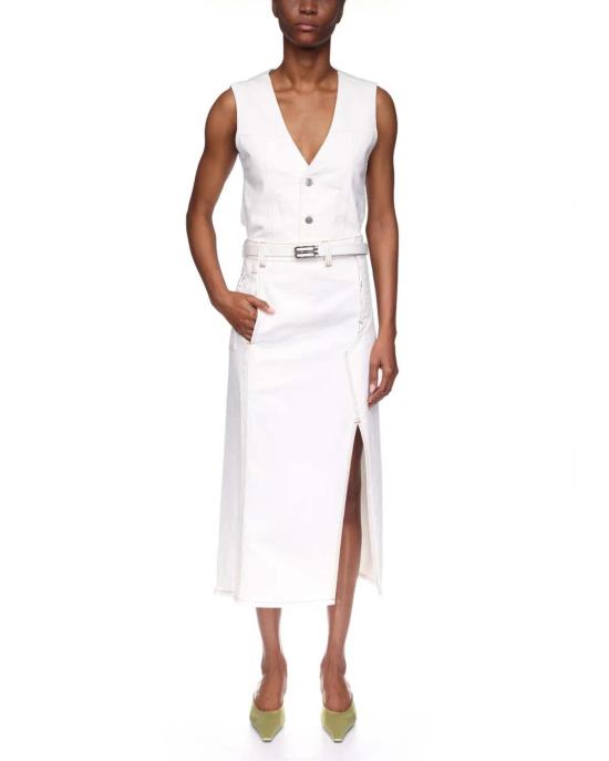  빅토리아 베컴 데님 스커트 비대칭 유틸리티 스커트 화이트 - VICTORIA BECKHAM