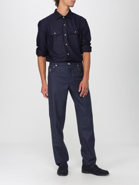 25FW 브루넬로 쿠치넬리 긴팔 셔츠 M038P0720 C331 Navy - BRUNELLO CUCINELLI