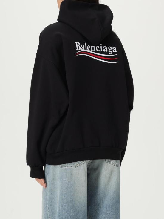 25FW 발렌시아가 미디엄 핏 후드 티셔츠 767877TKVI9 1070 Black - BALENCIAGA