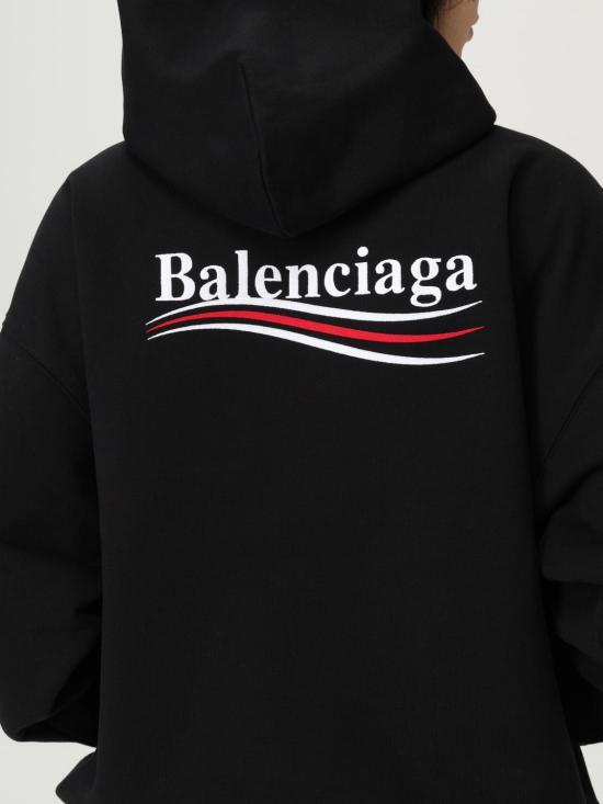 25FW 발렌시아가 미디엄 핏 후드 티셔츠 767877TKVI9 1070 Black - BALENCIAGA