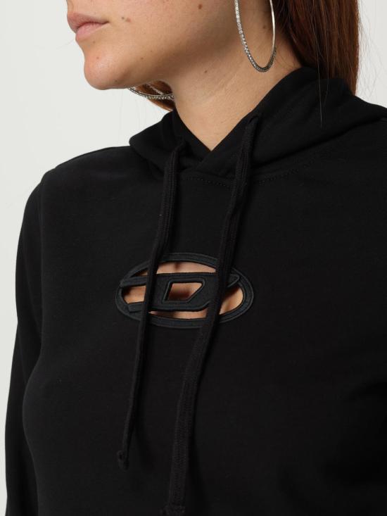 25FW 디젤 F 슬리미 후드 Od 컷 아웃 로고 크롭 후드티셔츠 A157140GRAC 9XX Black - DIESEL