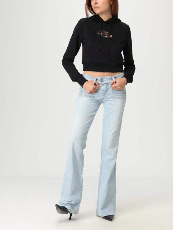 25FW 디젤 F 슬리미 후드 Od 컷 아웃 로고 크롭 후드티셔츠 A157140GRAC 9XX Black - DIESEL