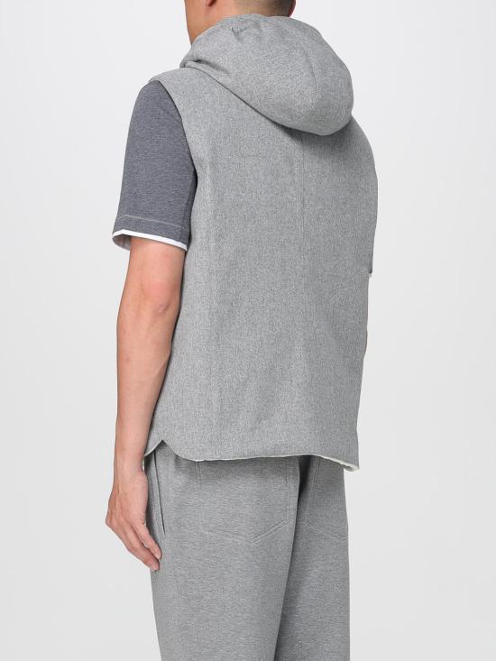 25FW 브루넬로 쿠치넬리 본디드 울 플란넬 디테처블 후드 다운 베스트  MM4701775 CDH81 Grey - BRUNELLO CUCINELLI