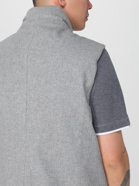 25FW 브루넬로 쿠치넬리 본디드 울 플란넬 디테처블 후드 다운 베스트  MM4701775 CDH81 Grey - BRUNELLO CUCINELLI