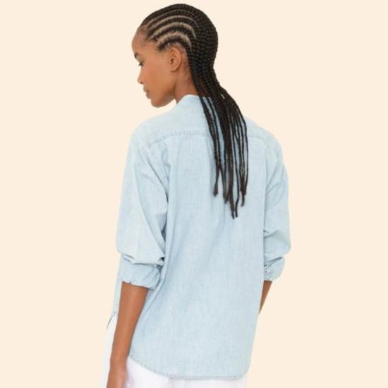  시레나 셔츠 보 셔츠 에어 블루 - XIRENA