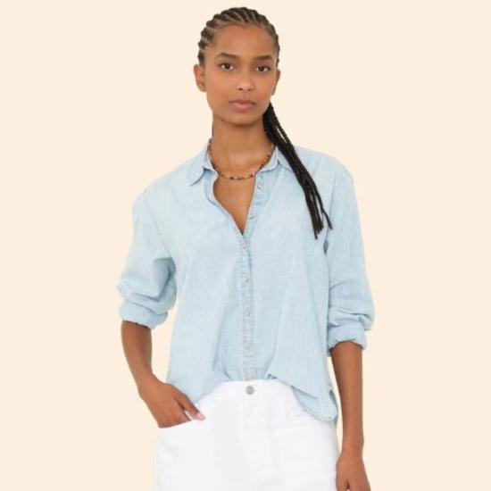  시레나 셔츠 보 셔츠 에어 블루