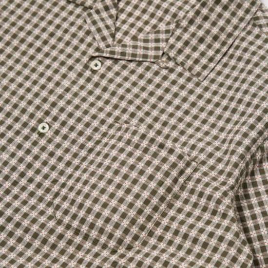  유니버셜웍스 반팔 셔츠 유니버설 웍스 로드  올리브 도비 체크 - UNIVERSAL WORKS