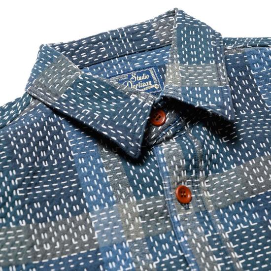  Studio D'Artisan 데님 셔츠 스튜디오 다르티잔 5651 사시코 보로 노라기 워크 - STUDIO D'ARTISAN