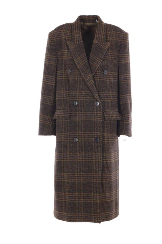 25FW 이자벨마랑에뚜왈 렉사나 롱 체크 울 코트  MA0285FAC3D02E67KI BROWN