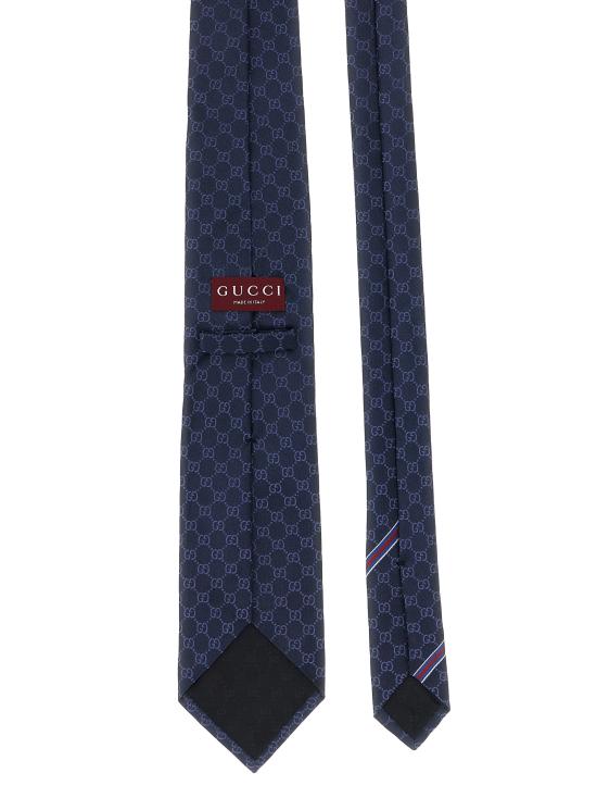 26FW 구찌 GG 패턴 실크 타이 4565204B0024168 Blue - GUCCI