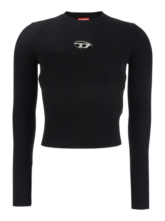 25FW 디젤 M-발라리 오발 D 립 니트 비스코스 블렌드 탑 A153280DLAX9XX Black