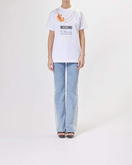 25SS 모스키노 반팔 티셔츠 0703 0541 1555 BIANCO MULTI - MOSCHINO