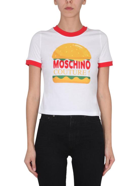  모스키노 반팔 티셔츠 0703 0541 1001 BIANCO MULTI - MOSCHINO