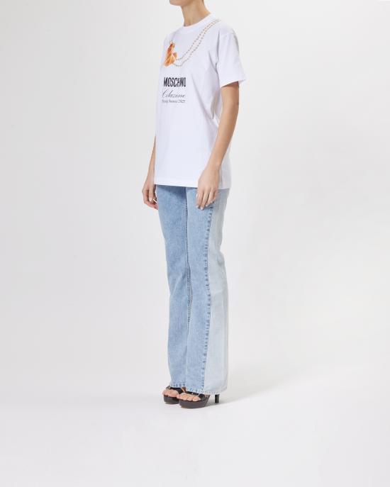 25SS 모스키노 반팔 티셔츠 0703 0541 1555 BIANCO MULTI - MOSCHINO