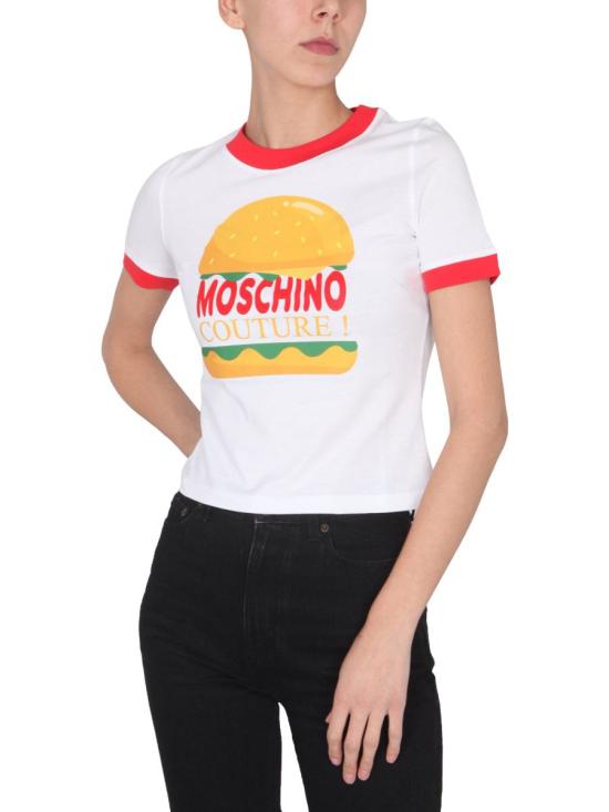  모스키노 반팔 티셔츠 0703 0541 1001 BIANCO MULTI - MOSCHINO