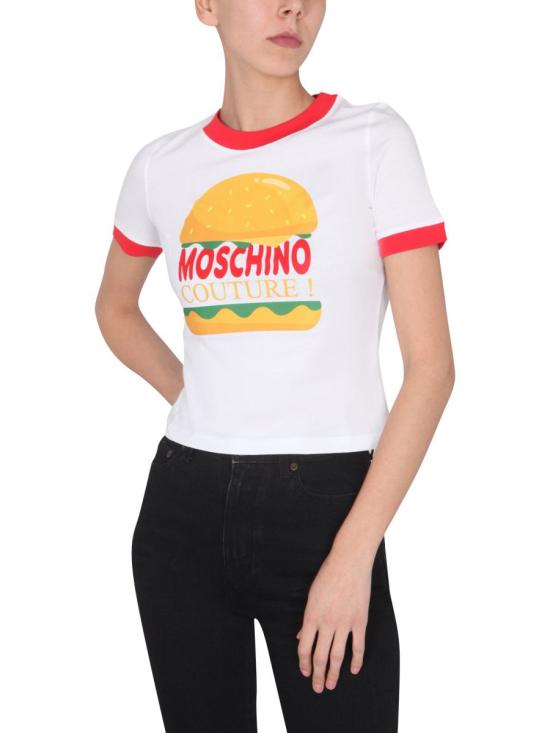  모스키노 반팔 티셔츠 0703 0541 1001 BIANCO MULTI - MOSCHINO