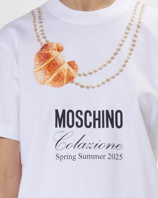 25SS 모스키노 반팔 티셔츠 0703 0541 1555 BIANCO MULTI - MOSCHINO
