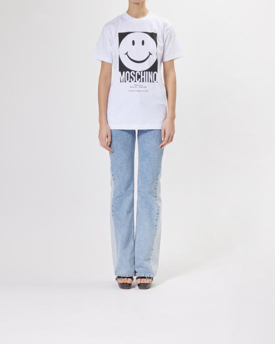  모스키노 반팔 티셔츠 0716 0541 1001 BIANCO NERO - MOSCHINO