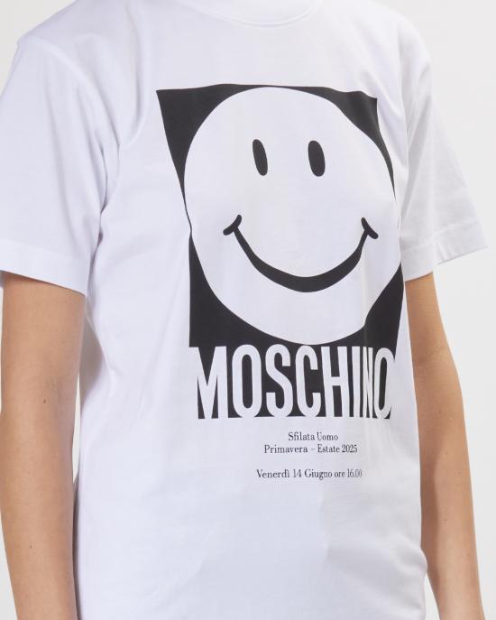 25SS 모스키노 반팔 티셔츠 0716 0541 1001 BIANCO NERO - MOSCHINO