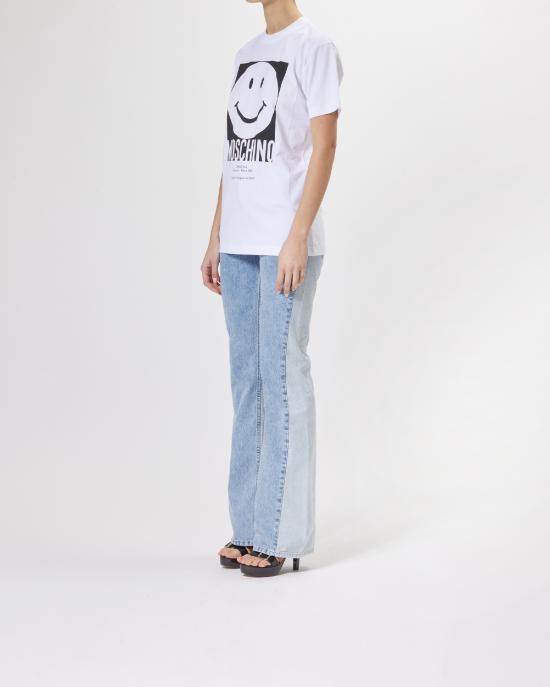 25SS 모스키노 반팔 티셔츠 0716 0541 1001 BIANCO NERO - MOSCHINO