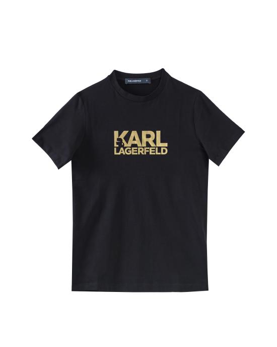 25FW 칼라거펠트 반팔 티셔츠 KM755087 552235 160 gold NERO
