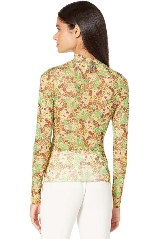  테드베이커 블라우스 테드 베이커 레닉스 메시 플로럴 모크넥 롱슬리브 탑 옐로우 - TED BAKER