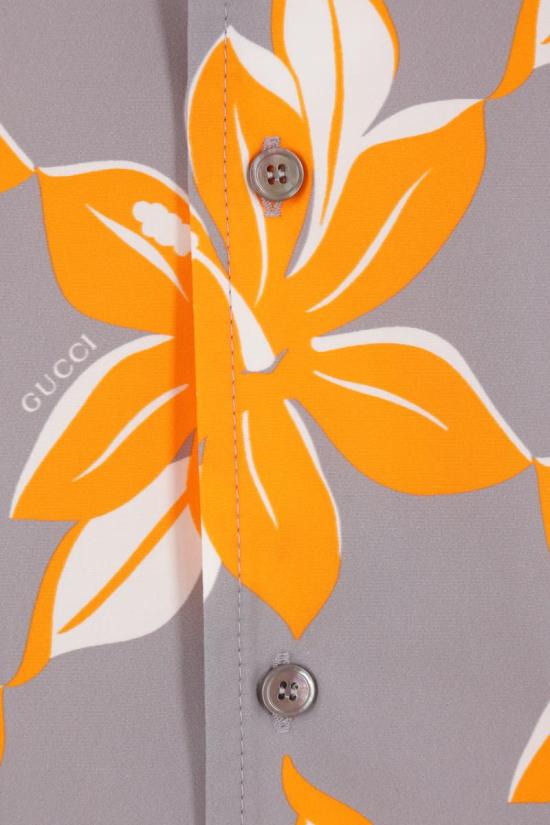 25SS 구찌 반팔 셔츠 821498Z7AM01061 GREY BRIGHT ORANGE - GUCCI