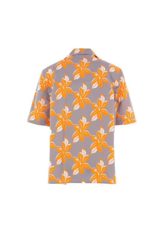 25SS 구찌 반팔 셔츠 821498Z7AM01061 GREY BRIGHT ORANGE - GUCCI