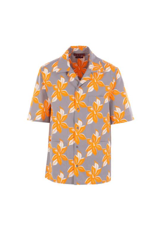 25SS 구찌 반팔 셔츠 821498Z7AM01061 GREY BRIGHT ORANGE