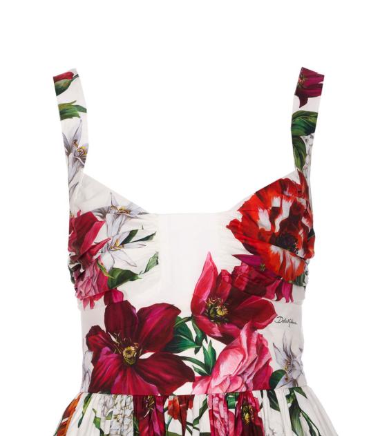 25FW 돌체앤가바나 롱 원피스 F6TVJTHS5TQHA5PB ANEMONE LILIES F WHITE - DOLCE & GABBANA