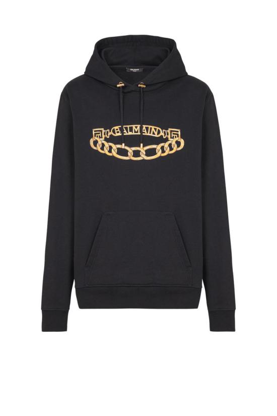 25FW 발망 후드 티셔츠 FH1JT047GE97EAD Black